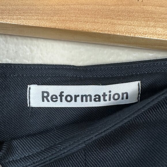 Reformation Straight Leg Pants Women's Size 2P Sustainable Stretch Cropped Black - Picture 2 of 6